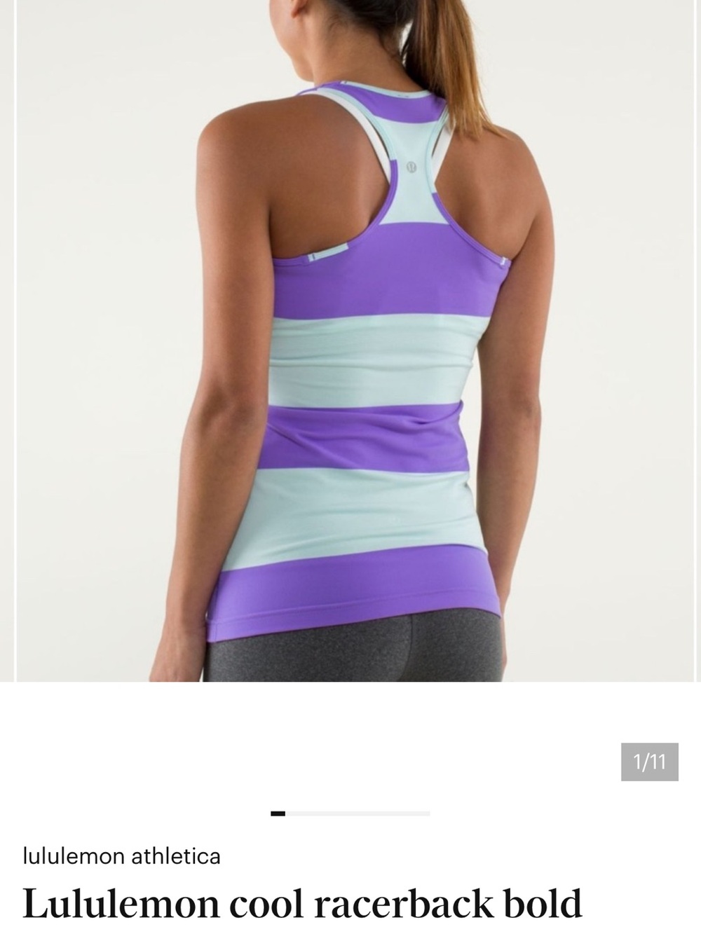 lululemon athletica Striped Racerback Tank — Purple & Light Mint